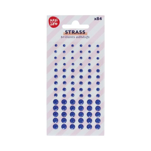84 demi-perles strass autocollantes - bleu foncé - kesi'art