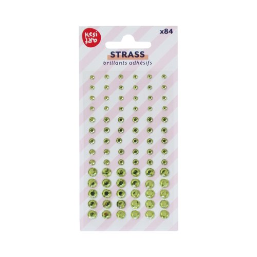 84 demi-perles strass autocollantes - vert clair - kesi'art