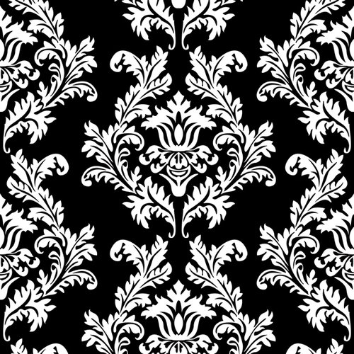 1 serviette en papier - motif baroque damas - noir blanc - 33 x 33 cm