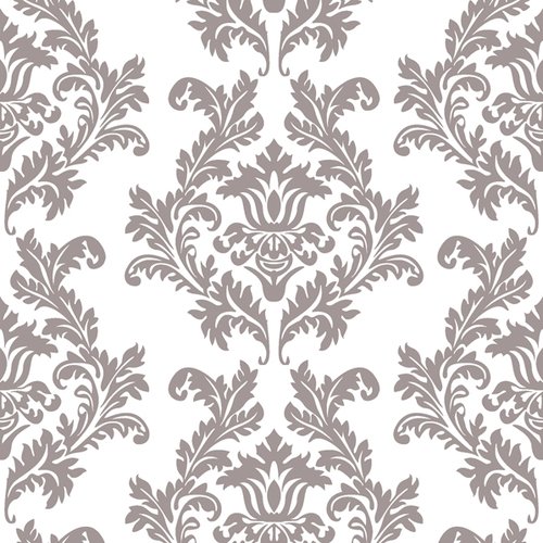 Serviette en papier - motif baroque damas - argent blanc - 33 x 33 cm