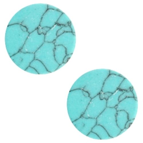 1 cabochon rond plat - imitation turquoise - 20 mm