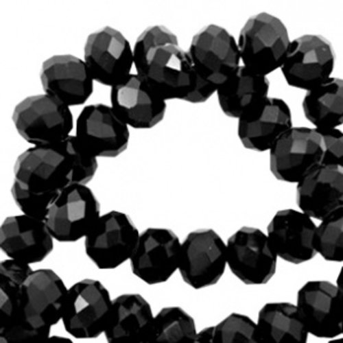 Lot 50 perles en verre à facettes - noir - 3 x 2 mm