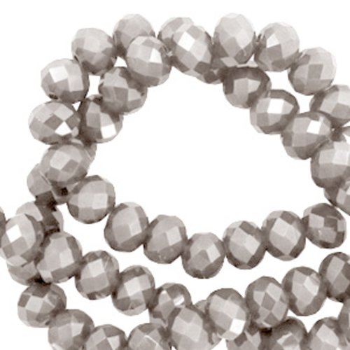Lot 50 perles en verre à facettes - gris - 3 x 2 mm