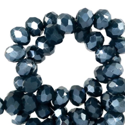 Lot 50 perles en verre à facettes - bleu nuit - 3 x 2 mm