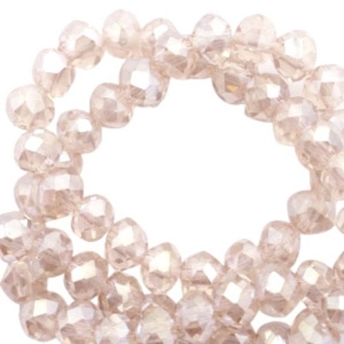 Lot 50 perles en verre à facettes - beige - 3 x 2 mm