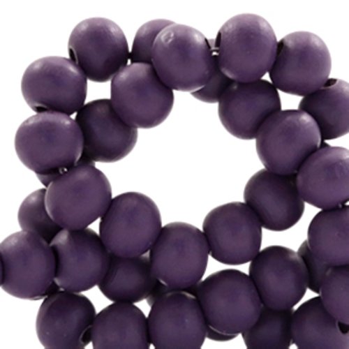 Perles en bois violet - 8 mm