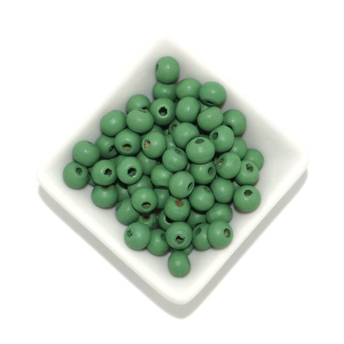Perles en bois vert - 6 mm