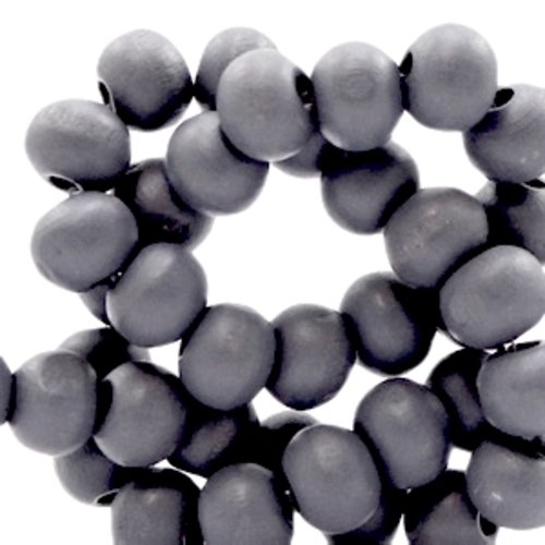 Perles en bois gris - 6 mm