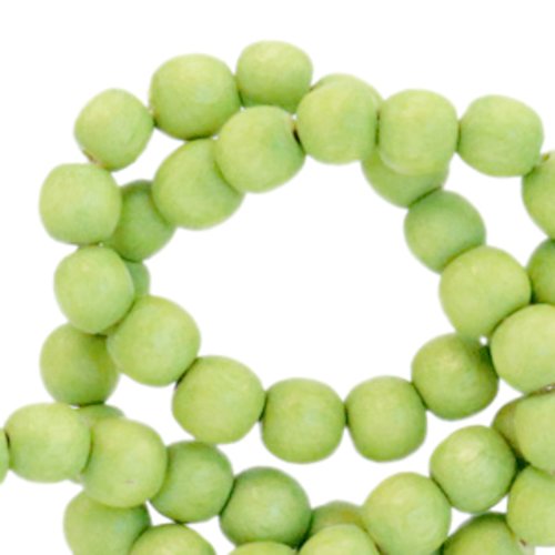 90 perles en bois vert pomme - 4 mm