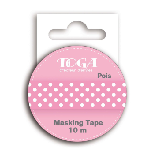 Masking tape rose à pois blancs - toga - 10 m