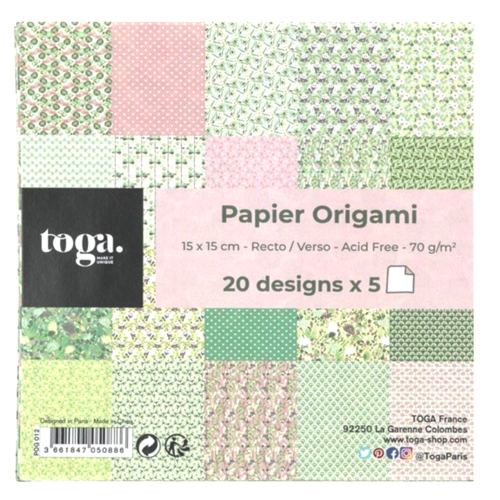 Papier origami - 15 x 15 cm - kyoto - toga - 100 feuilles