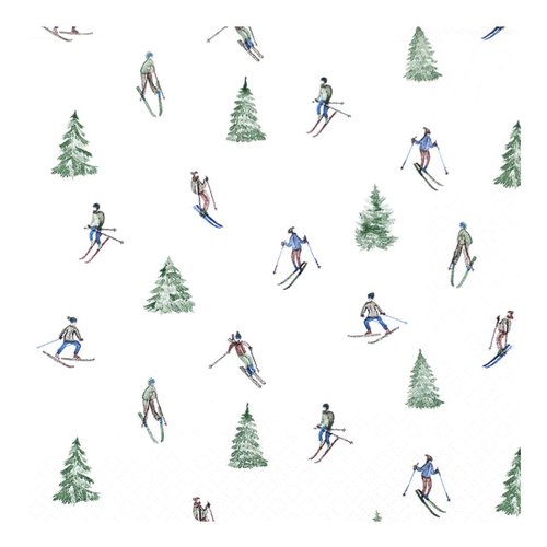 1 serviette en papier - skieurs - 33 x 33 cm