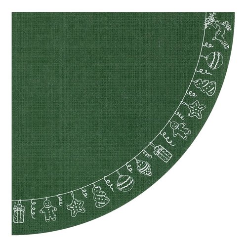 1 serviette ronde en papier - vert guirlande de noël blanc - 33 x 33 cm