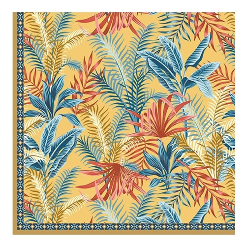 1 serviette en papier - feuilles tropicales multicolores - 33 x 33 cm