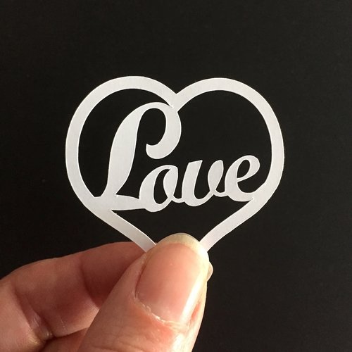 Découpe en papier - coeur love - blanc - 5 x 4,7 cm