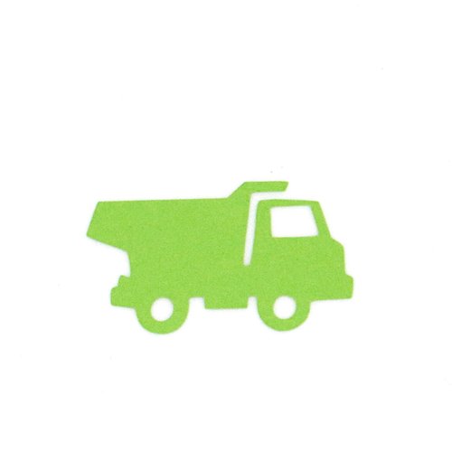 Découpe papier - camion benne - vert vif - 4 x 2,2 cm