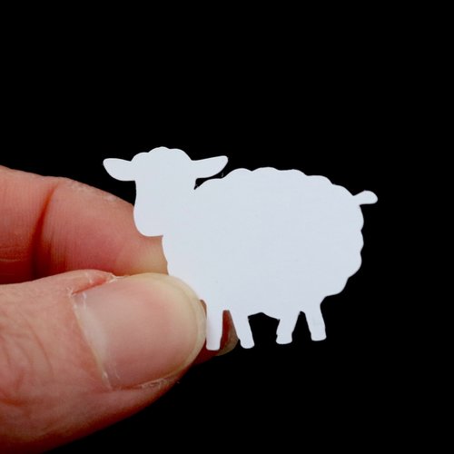 Découpe en papier - mouton - blanc - 3,3 x 2,5 cm