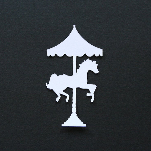 Découpe papier - cheval de bois - blanc - 4,3 x 8 cm