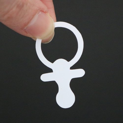 Découpe papier - tétine bébé - blanc - 2,5 x 4,5 cm