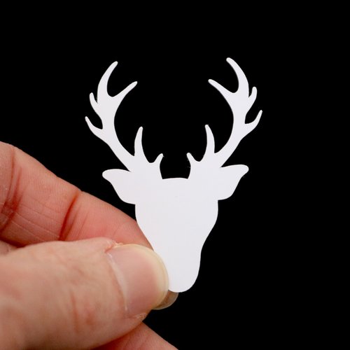 Découpe en papier - tête de cerf - blanc - 3,4 x 4,5 cm