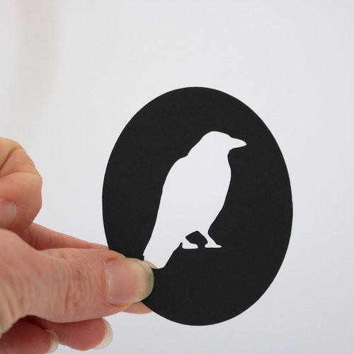 Découpe en papier - corbeau - noir - 5,5 x 7 cm