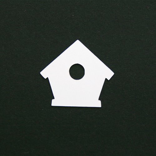 Découpe papier - nichoir / cabane à oiseaux - blanc - 4 x 3,6 cm