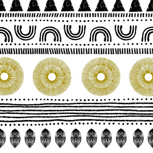 1 serviette en papier - ethnique géométrique - noir et doré - 33 x 33 cm