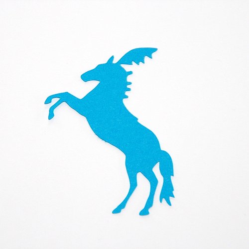 Découpe papier - cheval cabré - bleu - 3,6 x 5 cm