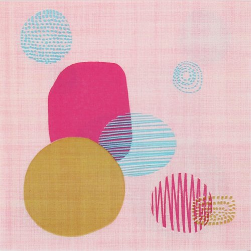 1 serviette en papier graphique avec ronds - rose, doré, argent, bleu... - 33 x 33 cm