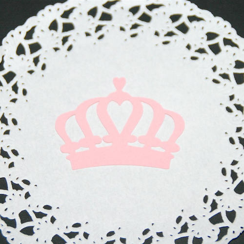 Découpe papier - couronne avec petit coeur - rose clair - 5,1 x 4 cm