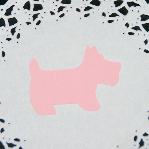 Découpe papier - chien terrier écossais - rose clair - 5 x 3,9 cm