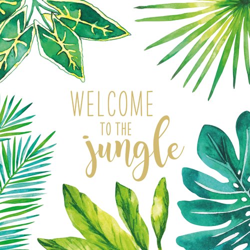 1 serviette en papier - welcome to the jungle feuilles tropicales - 33 x 33 cm