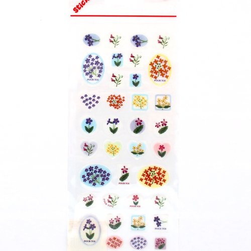 Stickers / autocollants epoxy -  fleurs - pour toi