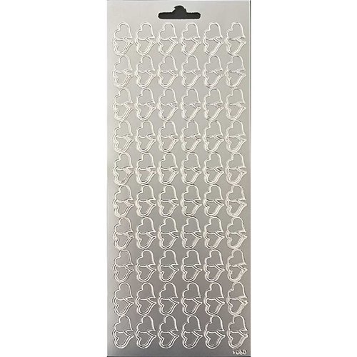 Stickers autocollants peel-off - coeurs entrelacés - argent