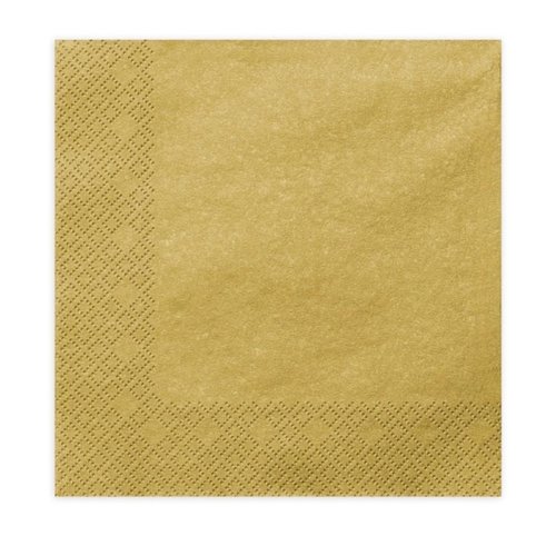 1 paquet de 20 serviettes en papier - uni doré - 33 x 33 cm