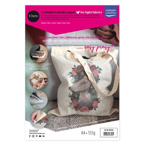 Papier transfert imprimable pour tissus clairs - a4 - 8 feuilles
