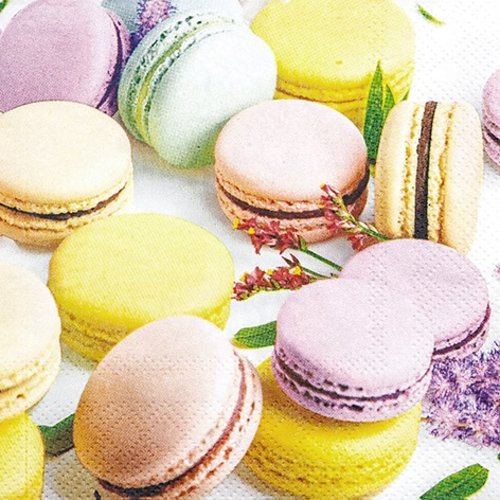 1 serviette en papier - macarons pastel - 25x25 cm