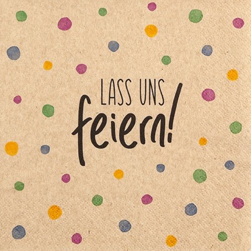 1 serviette en papier recyclé - lass uns feiern - pois multicolores - 33 x 33 cm