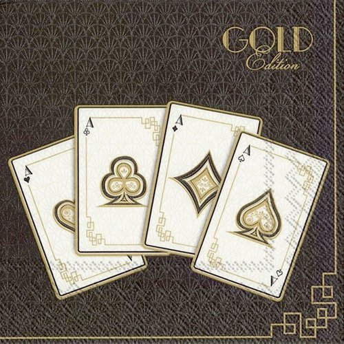1 paquet de 20 serviettes en papier- poker - cartes de jeu sur fond noir - 33 x 33 cm