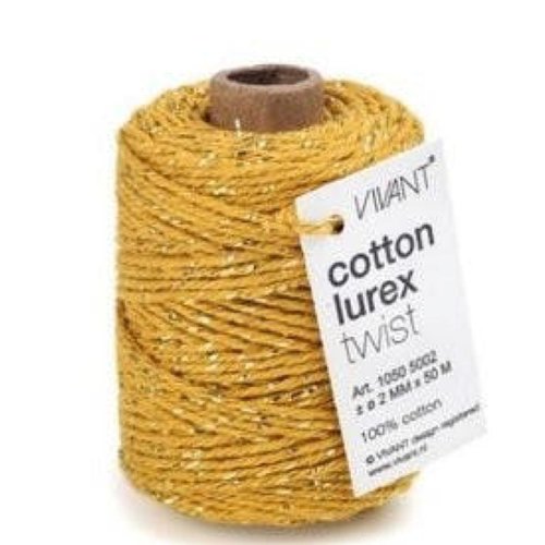 Ficelle coton - jaune moutarde et or - vivant - 2 mm x 50 m