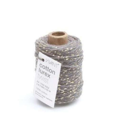 Ficelle coton - gris et or - vivant - 2 mm x 50 m