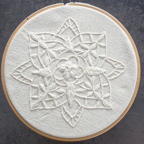 Kit broderie mandala dans cercle - blanc - kesi'art