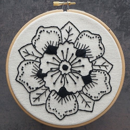 Kit broderie mandala dans cercle - noir - kesi'art