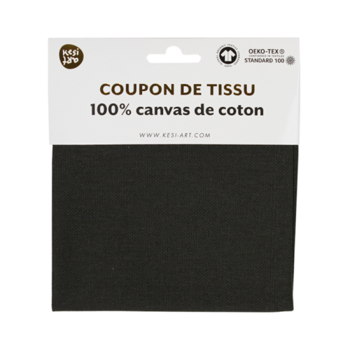 Coupon tissu coton canvas oeko-tex - gris foncé - kesi'art - 50 x 50 cm