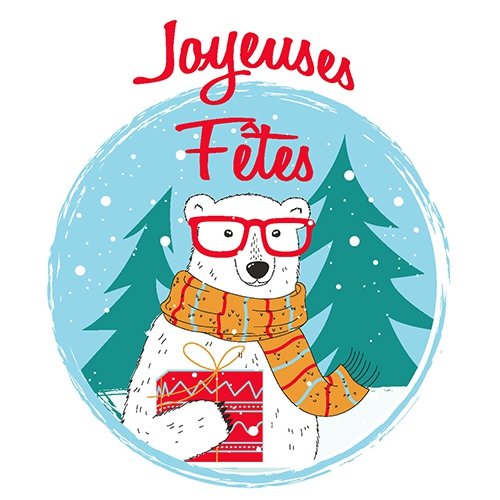 1 paquet de 20 serviettes en papier - ours blanc joyeuses fêtes - 33 x 33 cm
