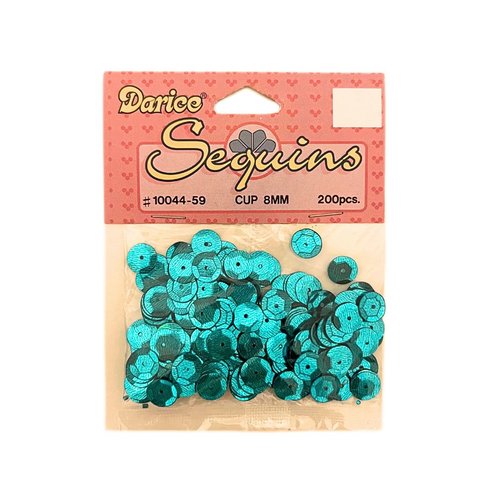 Sequins forme cuvette - turquoise - 8 mm - 200 pièces