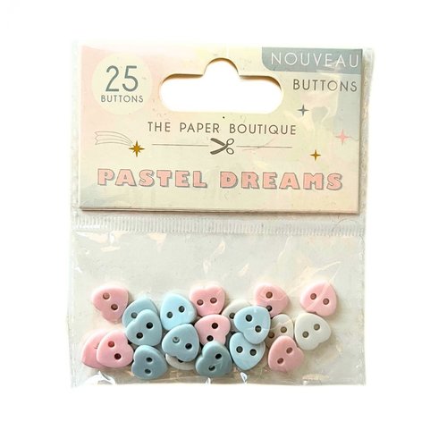 Lot 25 boutons - coeurs pastel - the paper boutique