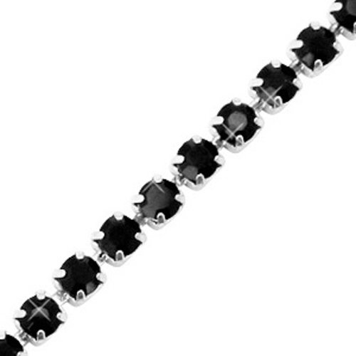 Chaine strass - argent / noir - 50 cm