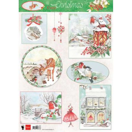Feuille a4 motifs à découper noël - cozy christmas - marianne design