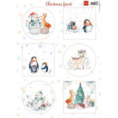 Feuille a4 motifs à découper noël - christmas forest - marianne design